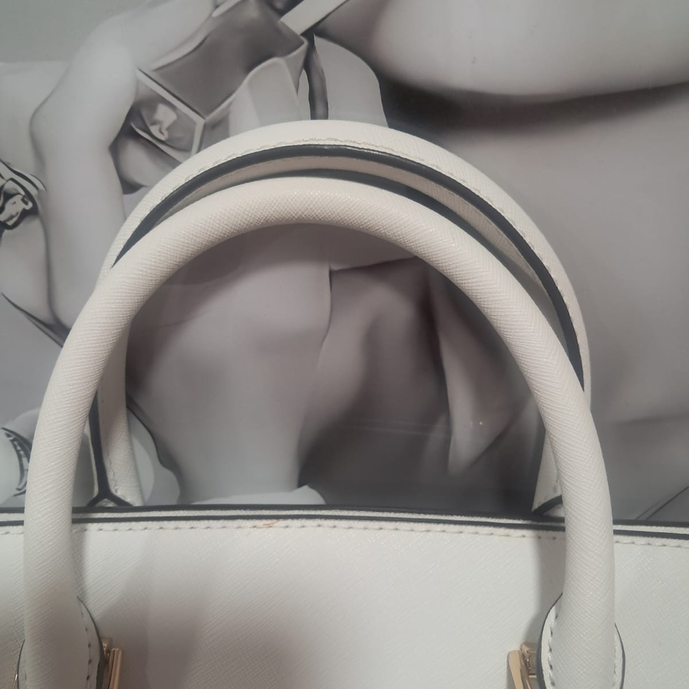 Like New Michael Kors White Geometric Studded Satchel - Picture 4 of 14